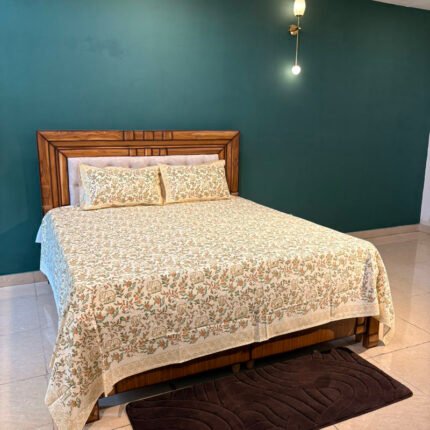 Elephant Garden Hand Block Printed 100% Cotton King Size Bedsheet