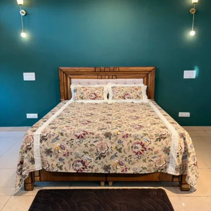 Heritage Blossom Anokhi Print Duck Fabric Pure Cotton King Size Bed Sheet