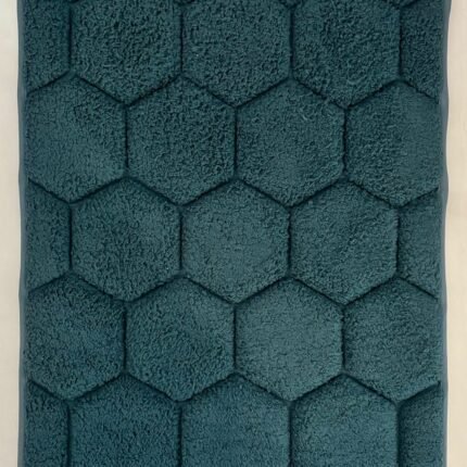HexaSoft Teal Floor Mat – Plush Comfort with Modern Geometry