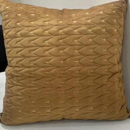 Luxury Camel Brown Velvet Cushion Cover with Subtle Chevron Quilting