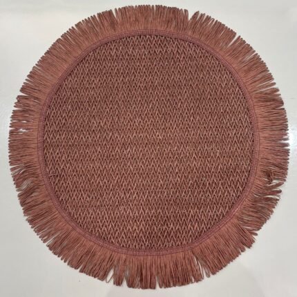 Terracotta Rose Woven Placemat with Bohemian Border