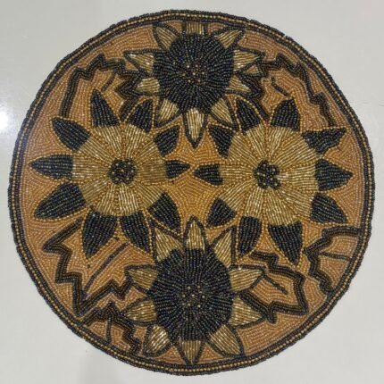 ROYAL SUNFLOWER HAND-BEADED LUXURY TABLE MAT