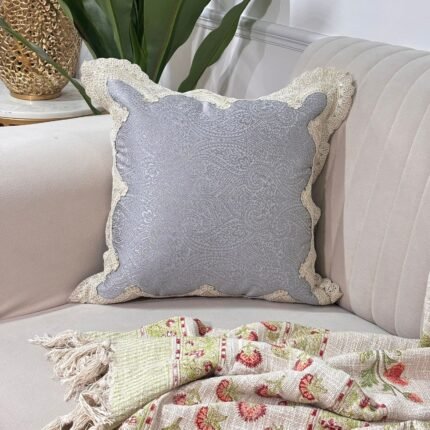 GRAND IMPERIAL JACQUARD CUSHION COVER WITH ROYAL LACE TRIM