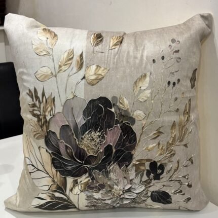 Artistic Floral Bloom Cushion Cover – Soft Neutral Luxury