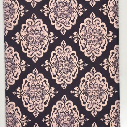 Midnight Charcoal Floor Mat with Soft Blush Damask Grace
