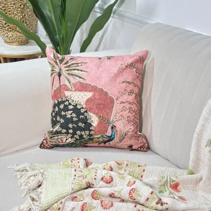 Majestic Peacock Elegance – A Statement Cushion for Timeless Interiors