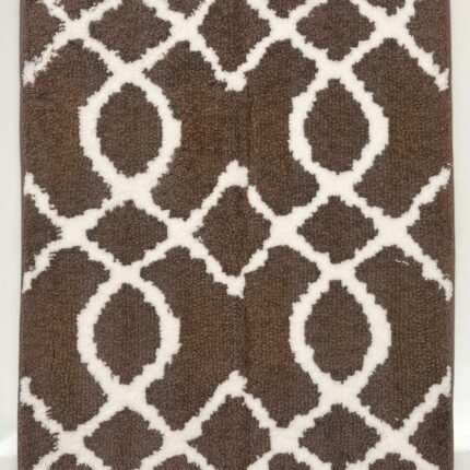 Classic Earth-Tone Brown with Soft Ivory Pattern Floor Mat