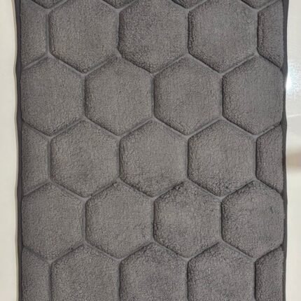 Elegant Grey Hexa-Texture Comfort Floor Mat | Easy-Care & Dust-Absorbing