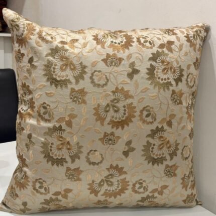 Golden Bloom Jacquard Cushion Cover – Subtle Luxury with Classic Charm