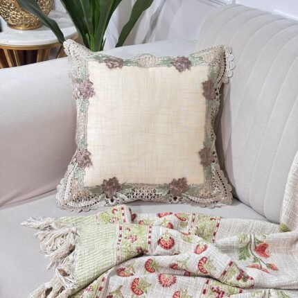 Timeless Floral Lace Cushion Cover – Easy Care Elegance