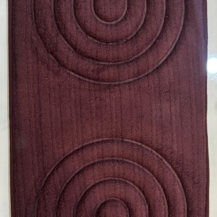 Plush arc-pattern floor mat in deep maroon | soft feel, stylish look & easy cleaning