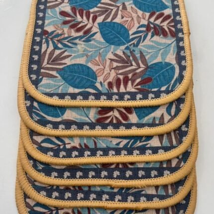 Designer Leaf Pattern Fabric Table Mat – Soft, Reversible & Easy Care