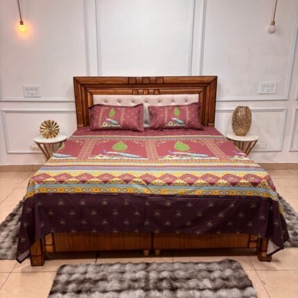 Royal Peacock Heritage Print Bedsheet with Matching Pillow Covers