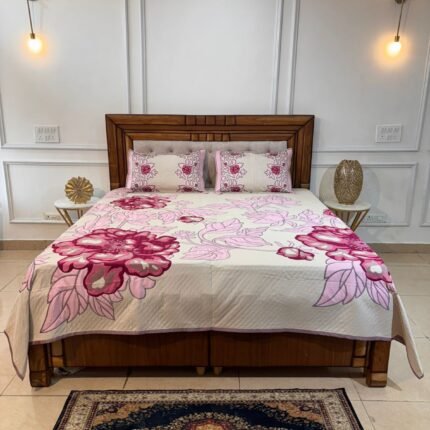 The Romantic Floral: Hand-Block Inspired Oversized Rose Bedspread