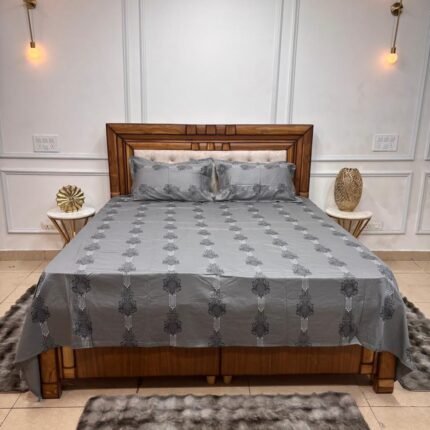 SILVER MIST ELEGANCE PRINT BEDSHEET WITH MATCHING PILLOW COVERS