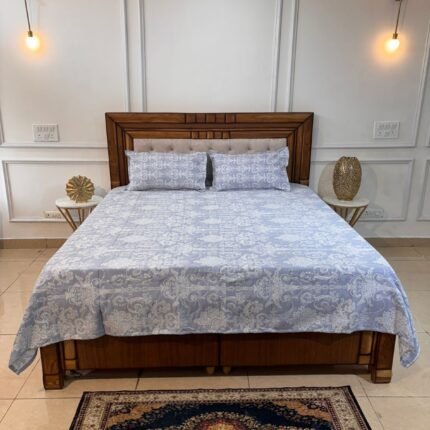 Artisanal Ivory: Handcrafted Elephant and Mandala Patterned Bedset