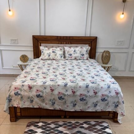 Serene Bloom Watercolor Floral Cotton Bedsheet Set