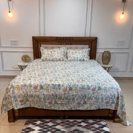 Vintage Meadow Hand-Block Printed Cotton Bedsheet Set