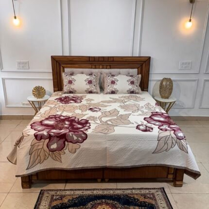 Royal Bloom Floral Bedcover with Matching Pillow Covers