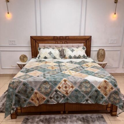 Artisan Mosaic Diamond Premium Bedsheet Set with matching pillow covers