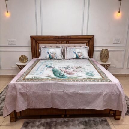 Imperial Peacock Garden Heritage Bedsheet Set with matching pillow covers