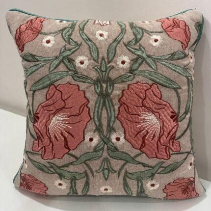 Elegant Rose Floral Embroidered Cushion Cover