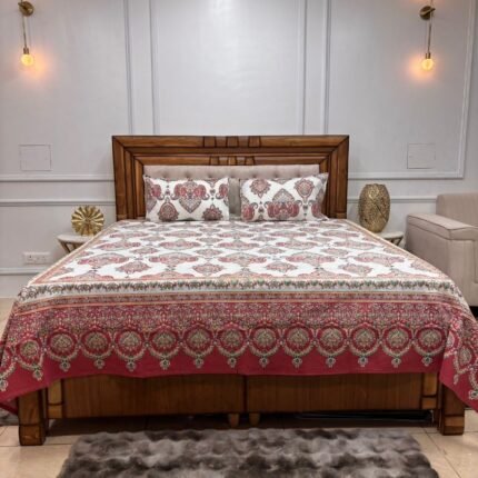 MAROON MAHAL PURE COTTON HERITAGE BEDSHEET