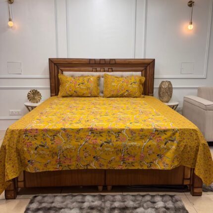 Ajrakh Heritage King Set: Symmetrical Artistry with Edge-to-Edge Matching Covers