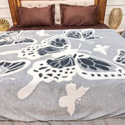 🦋 Elegant Grey Butterfly AC Blanket – Soft & Lightweight Summer Comfort